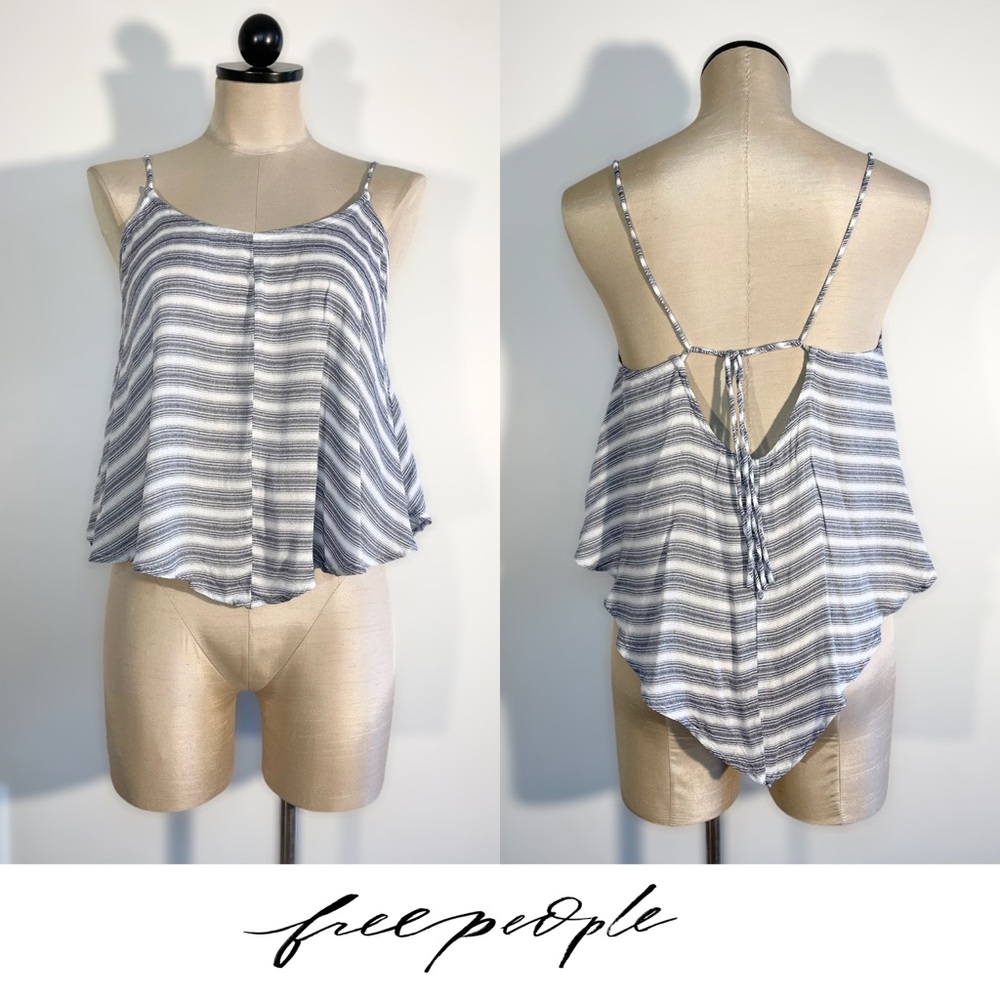 Free People Intimately | Blue Stripe Crop Top